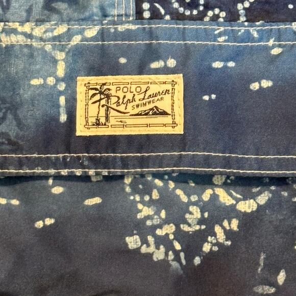 Polo Ralph Lauren XL Swim Trunks Bandana Print Blue Drawstring Mesh Lining - Picture 8 of 10